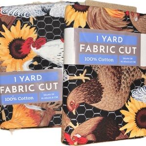 2- Novelty Sunflowers and Hens Roosters Sewing Fabric
